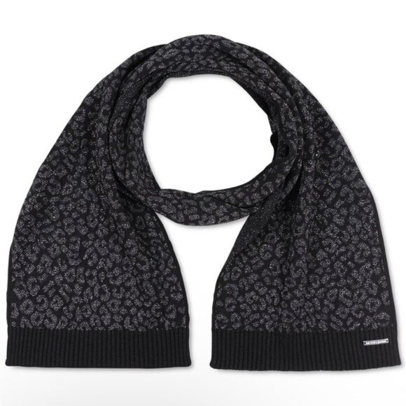 Michael Kors Metallic Leopard Scarf in Black and Gray Pattern - Picture 9 of 9